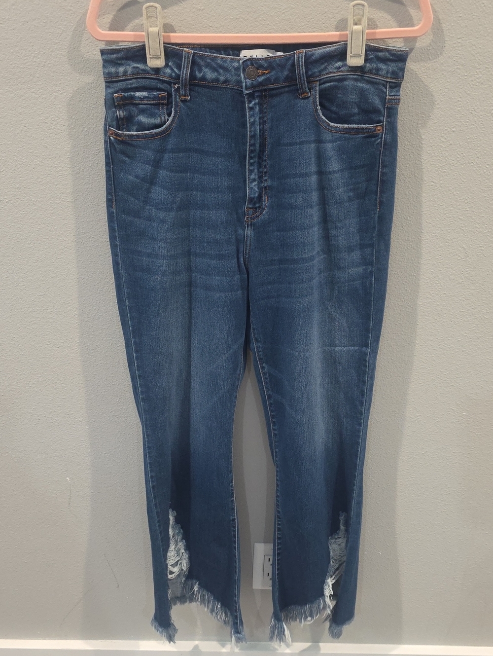 Cello Distressed Ankle Jeans in Dark Blue